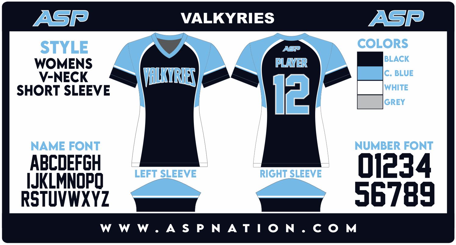 Valkyries Fastpitch Womens/Girls Full Sublimation Uniform Short Sleeve