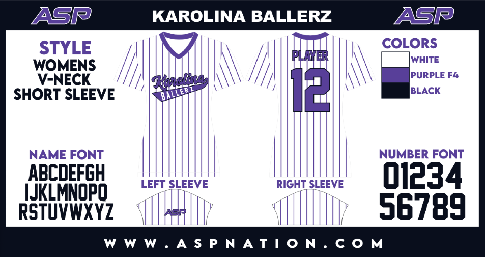 Karolina Ballerz Fastpitch Womens/Girls Full Sublimation Uniform Short Sleeve